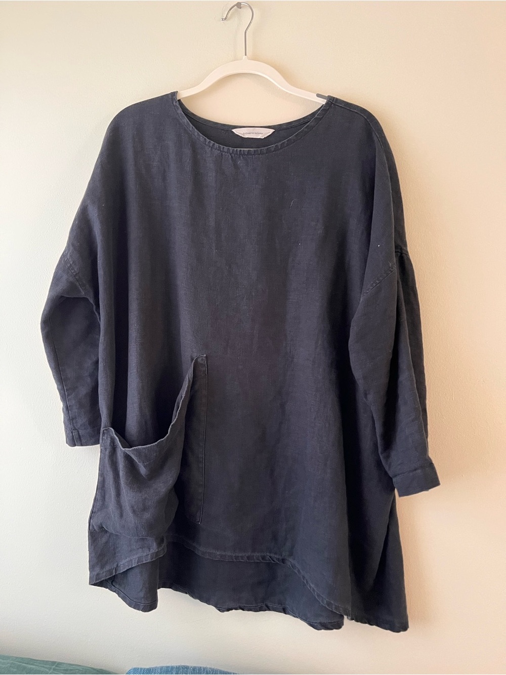 Elizabeth Suzann Black Oversized Linen Tunic with Front Pocket